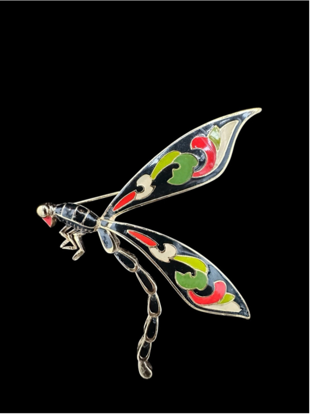 Vintage Diane von Furstenburg Enamel Mosaic Dragonfly Shaped Brooch